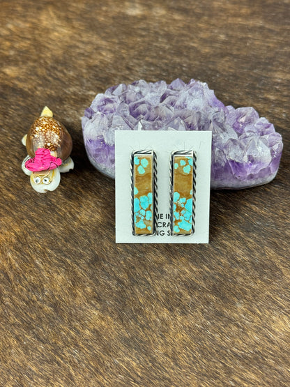 #8 Turquoise Rectangle Bar Earrings