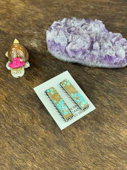 #8 Turquoise Rectangle Bar Earrings