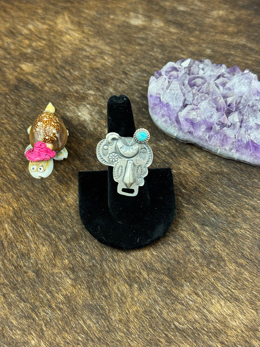 Kingman Turquoise Sattle Ring