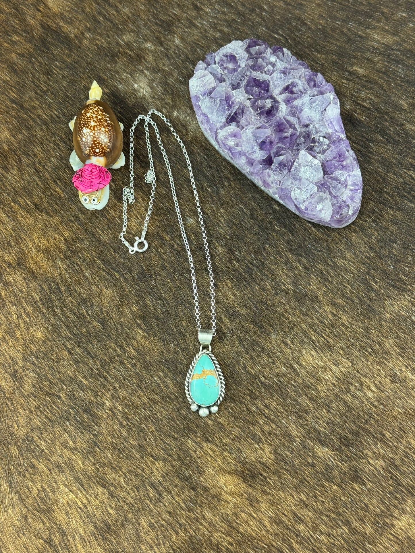 Kingman Turquoise Tear Drop Necklace