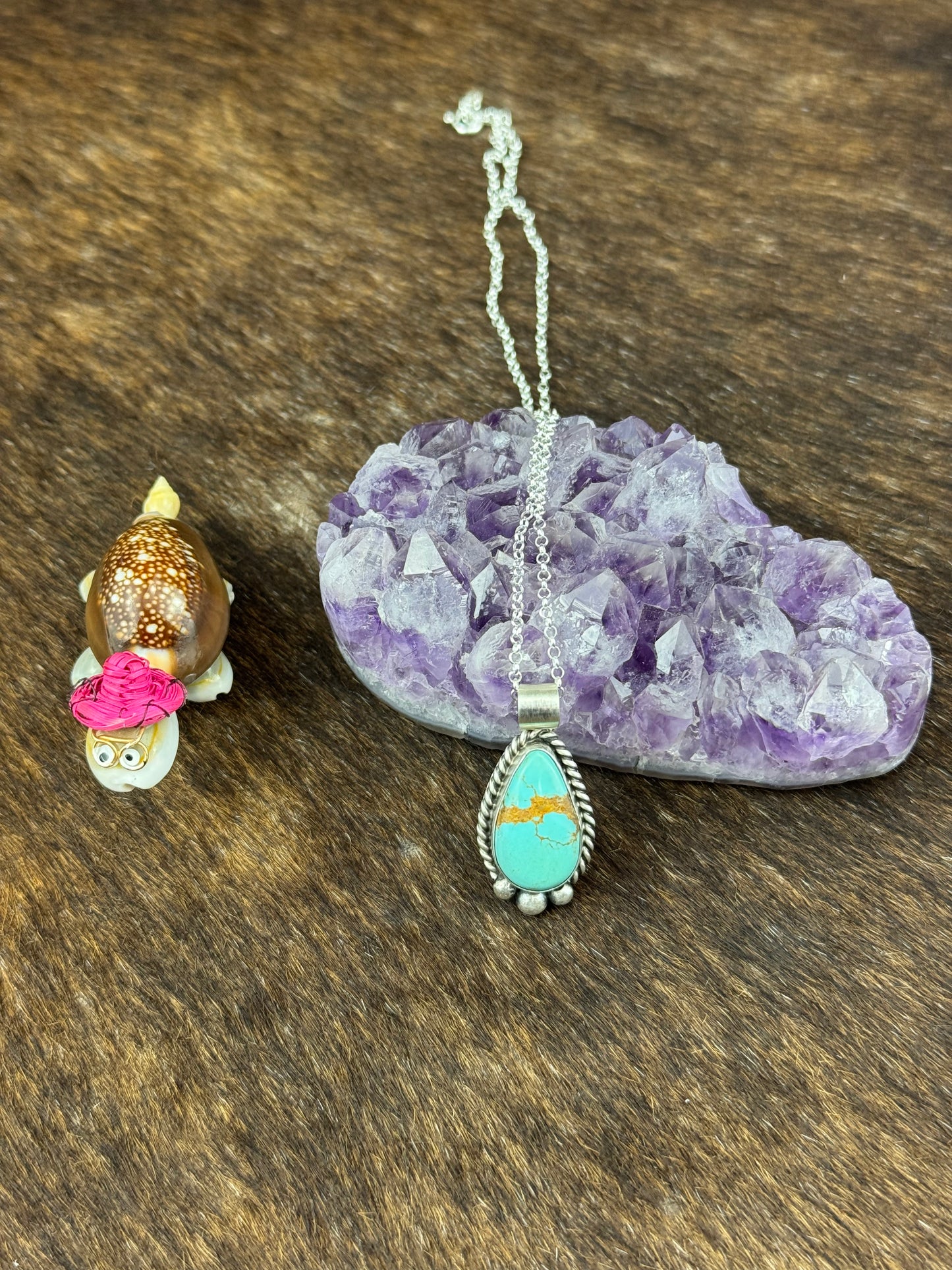 Kingman Turquoise Tear Drop Necklace