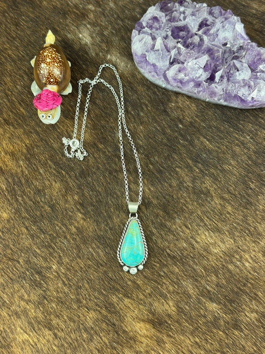 Kingman Turquoise Tear Drop Necklace