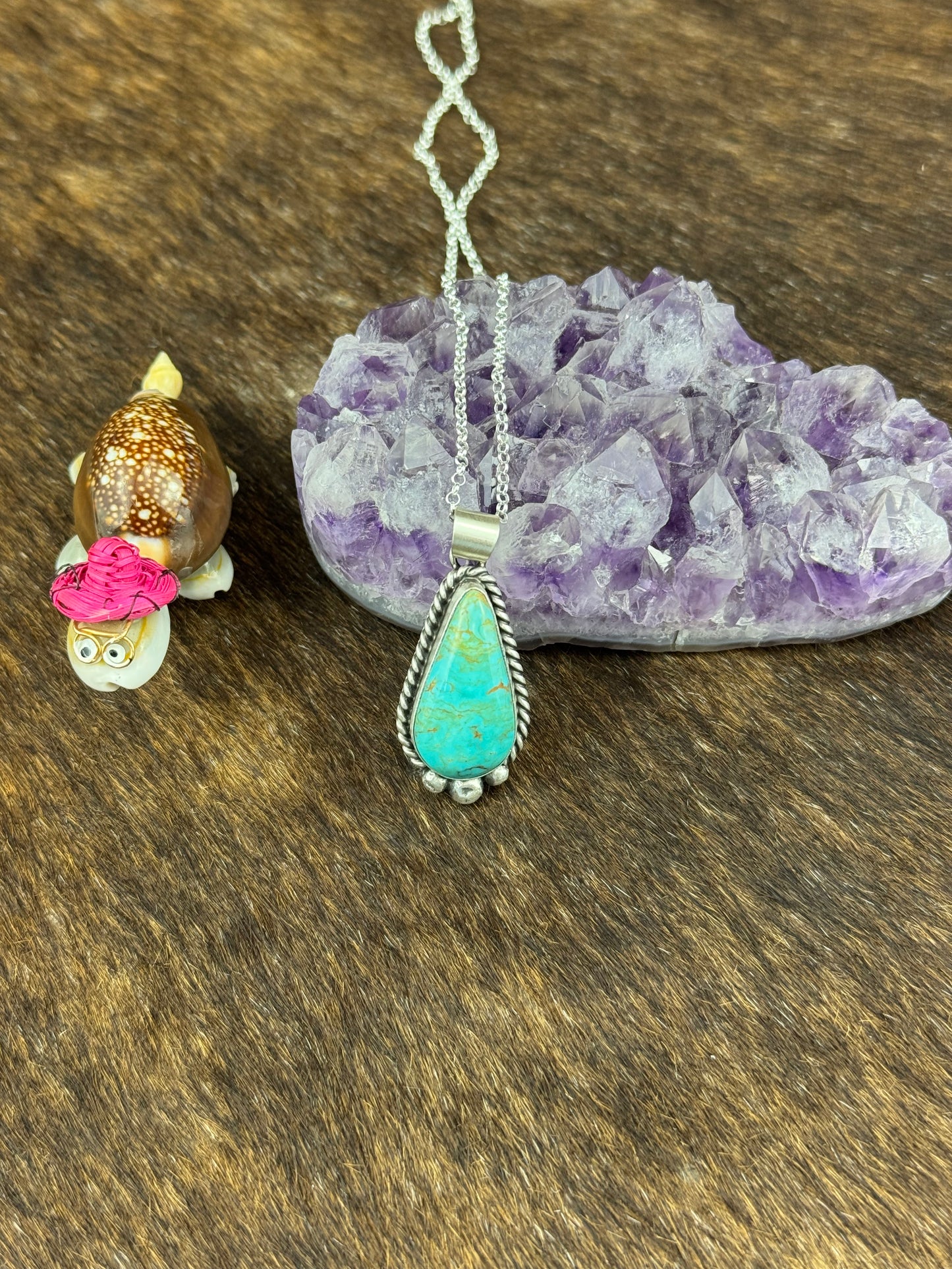 Kingman Turquoise Tear Drop Necklace