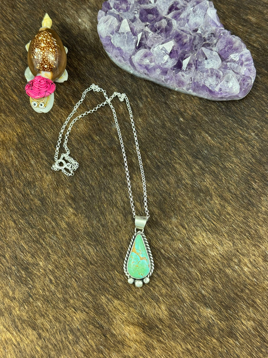 Kingman Turquoise Tear Drop Necklace