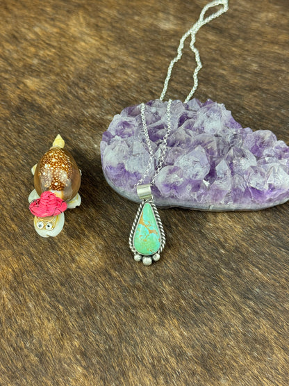 Kingman Turquoise Tear Drop Necklace
