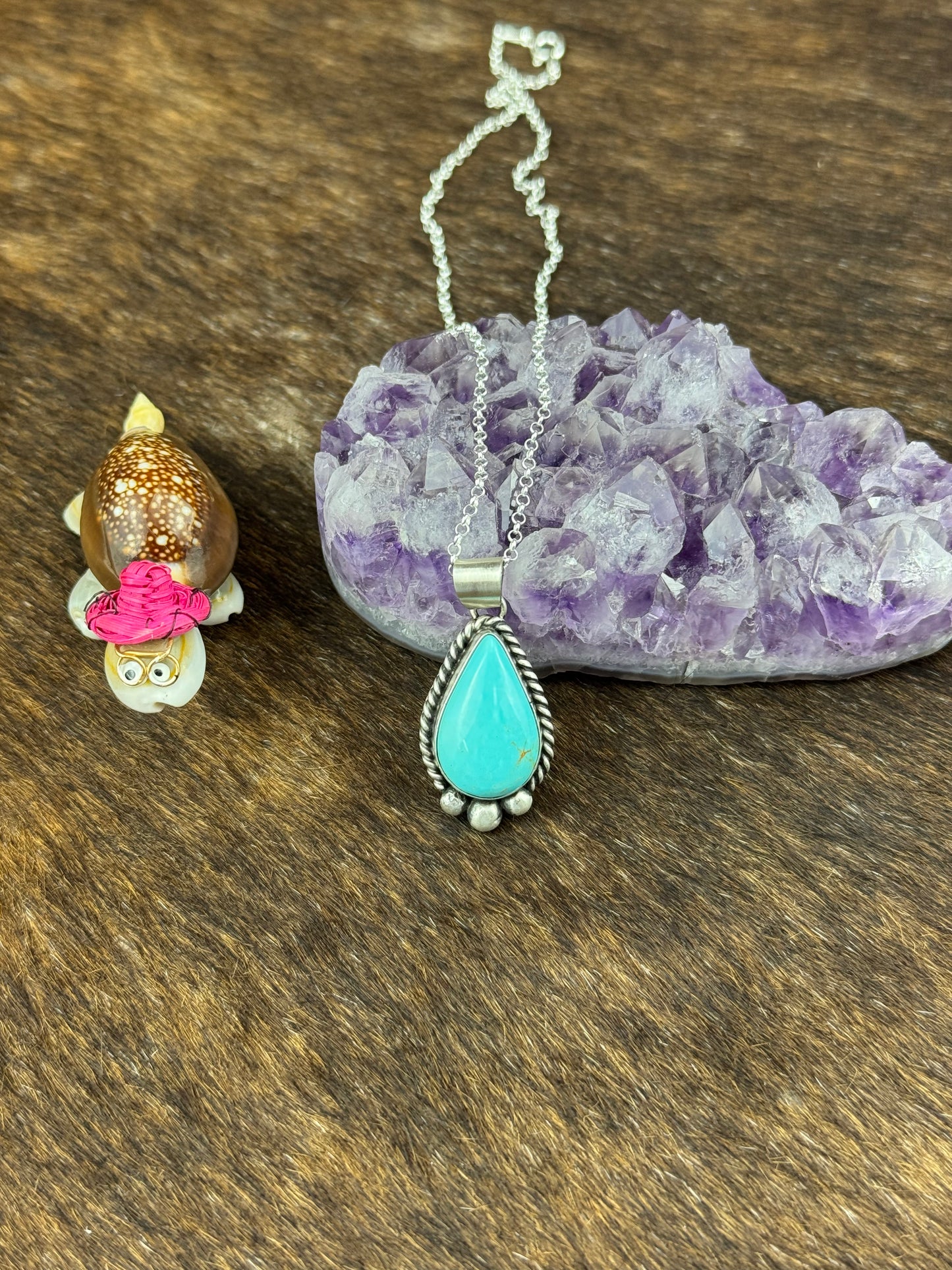 Kingman Turquoise Tear Drop Necklace