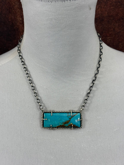 Kingman Turquoise Large Waterproof Bar Necklace