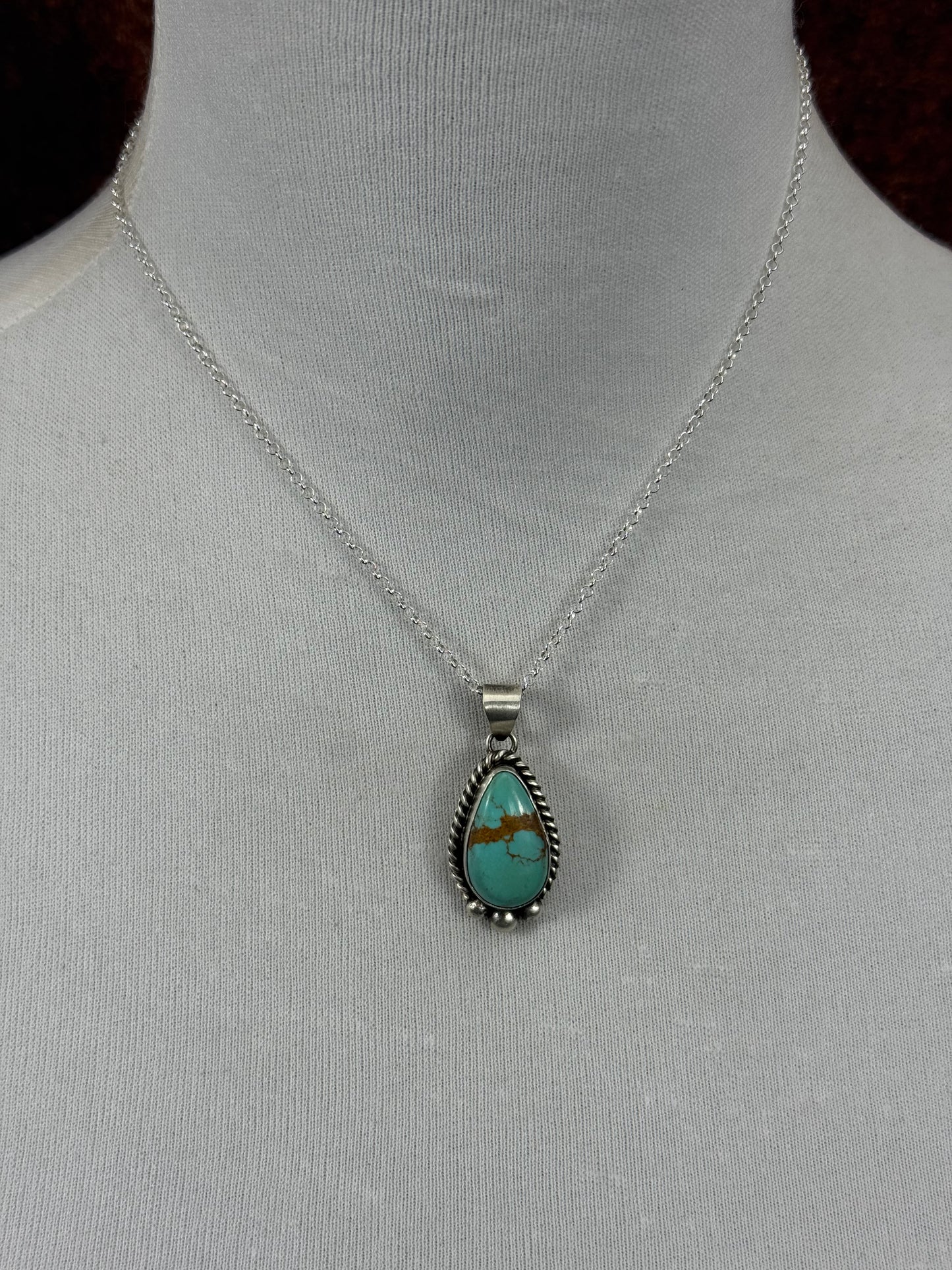 Kingman Turquoise Tear Drop Necklace