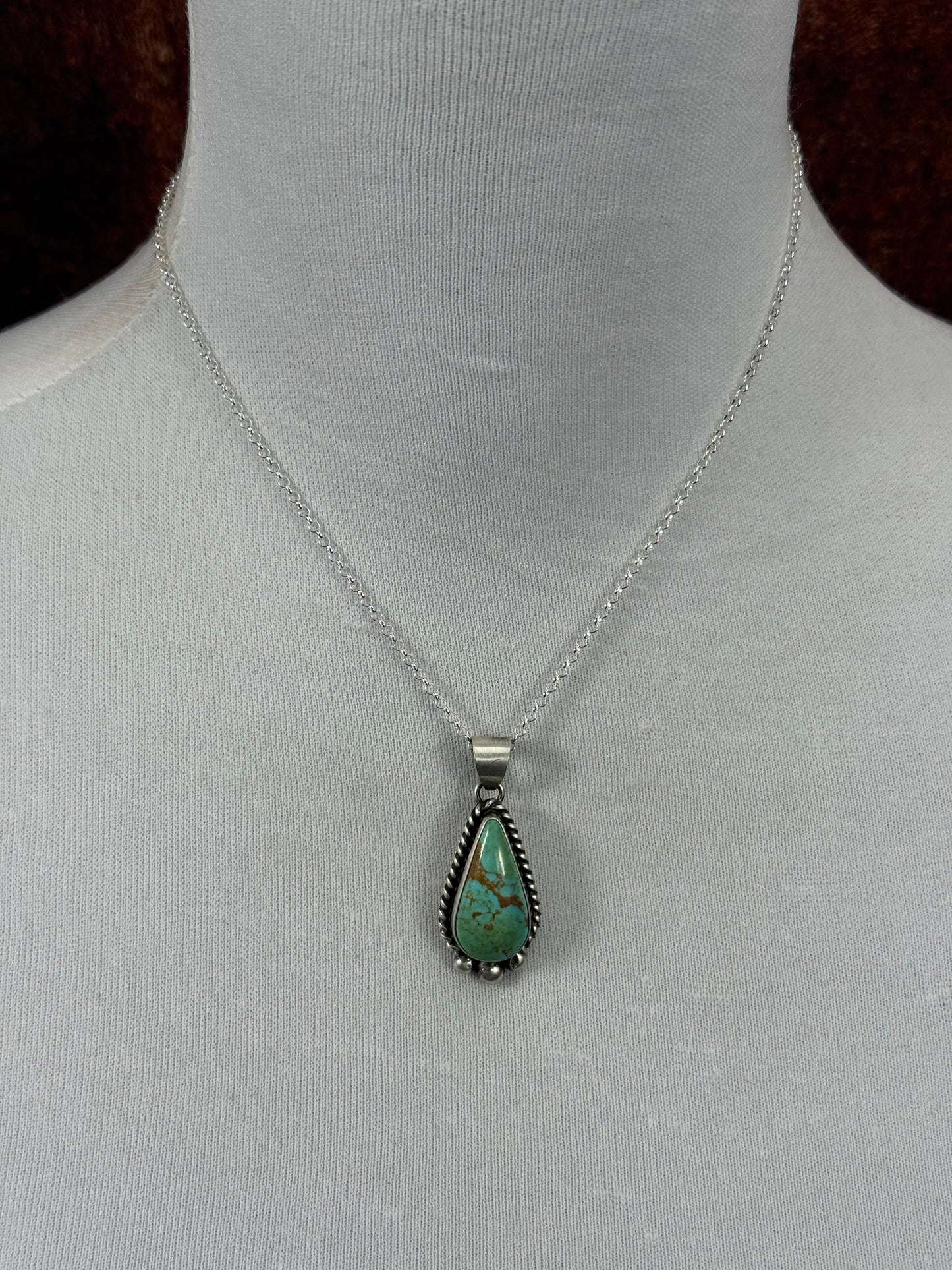 Kingman Turquoise Tear Drop Necklace