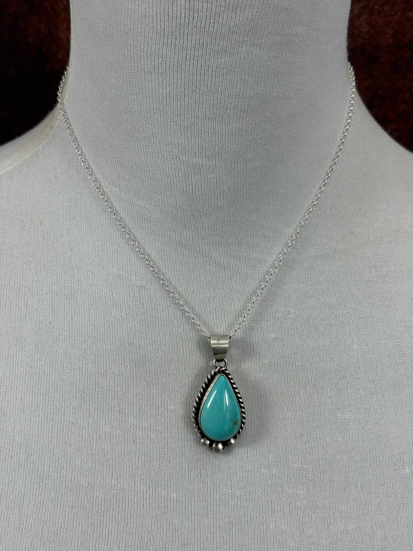 Kingman Turquoise Tear Drop Necklace