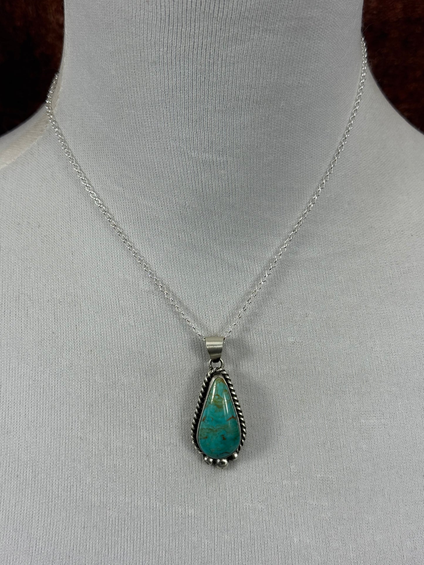 Kingman Turquoise Tear Drop Necklace