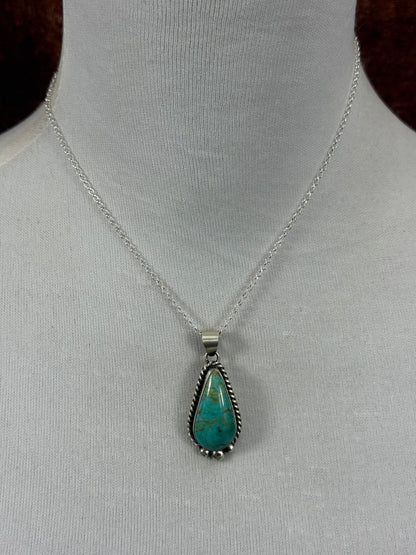 Kingman Turquoise Tear Drop Necklace