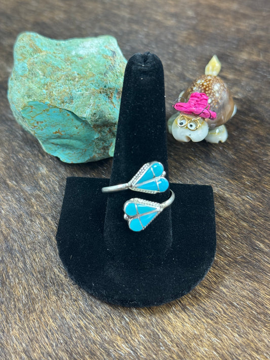 Adjustable Two Sided Heart Ring