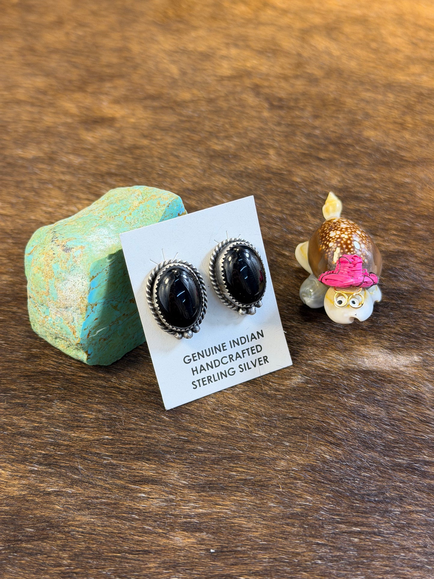 Black Onyx Oval Stud Earring