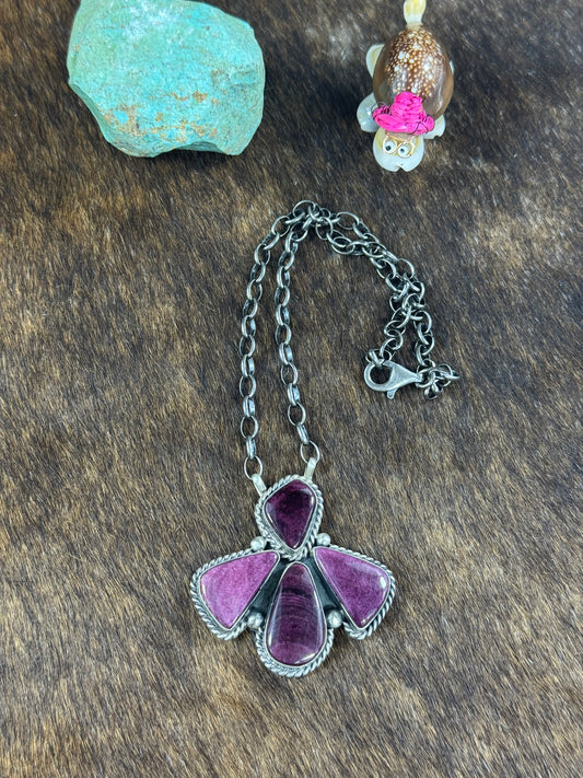 Purple Spiny Fixed Pendant Necklace