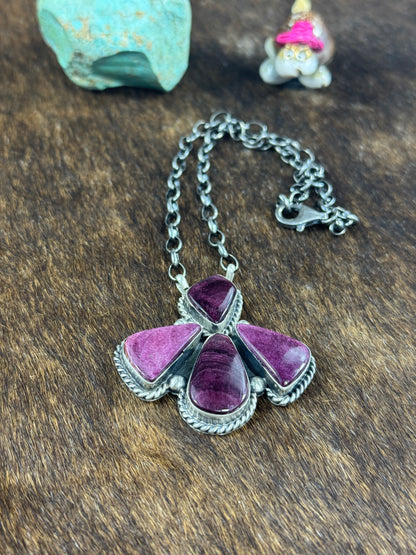 Purple Spiny Fixed Pendant Necklace