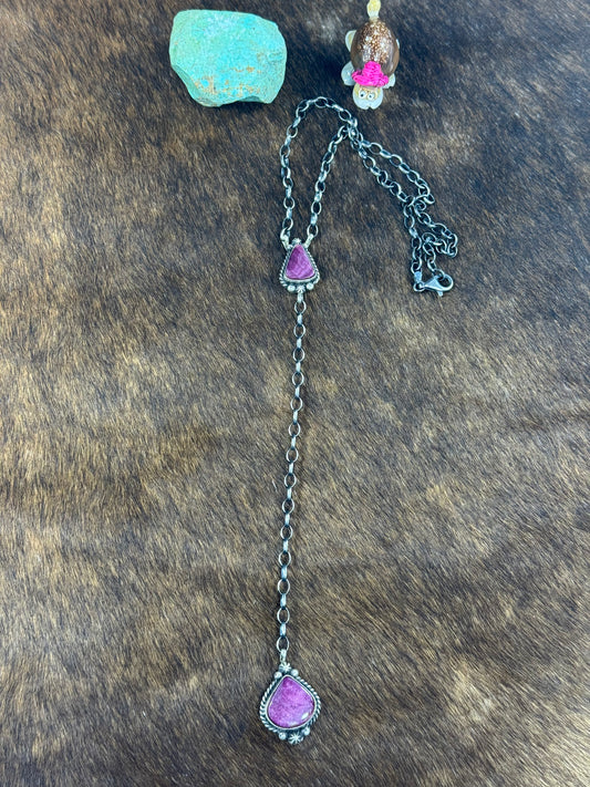 Purple Spiny Two Stone Lariat