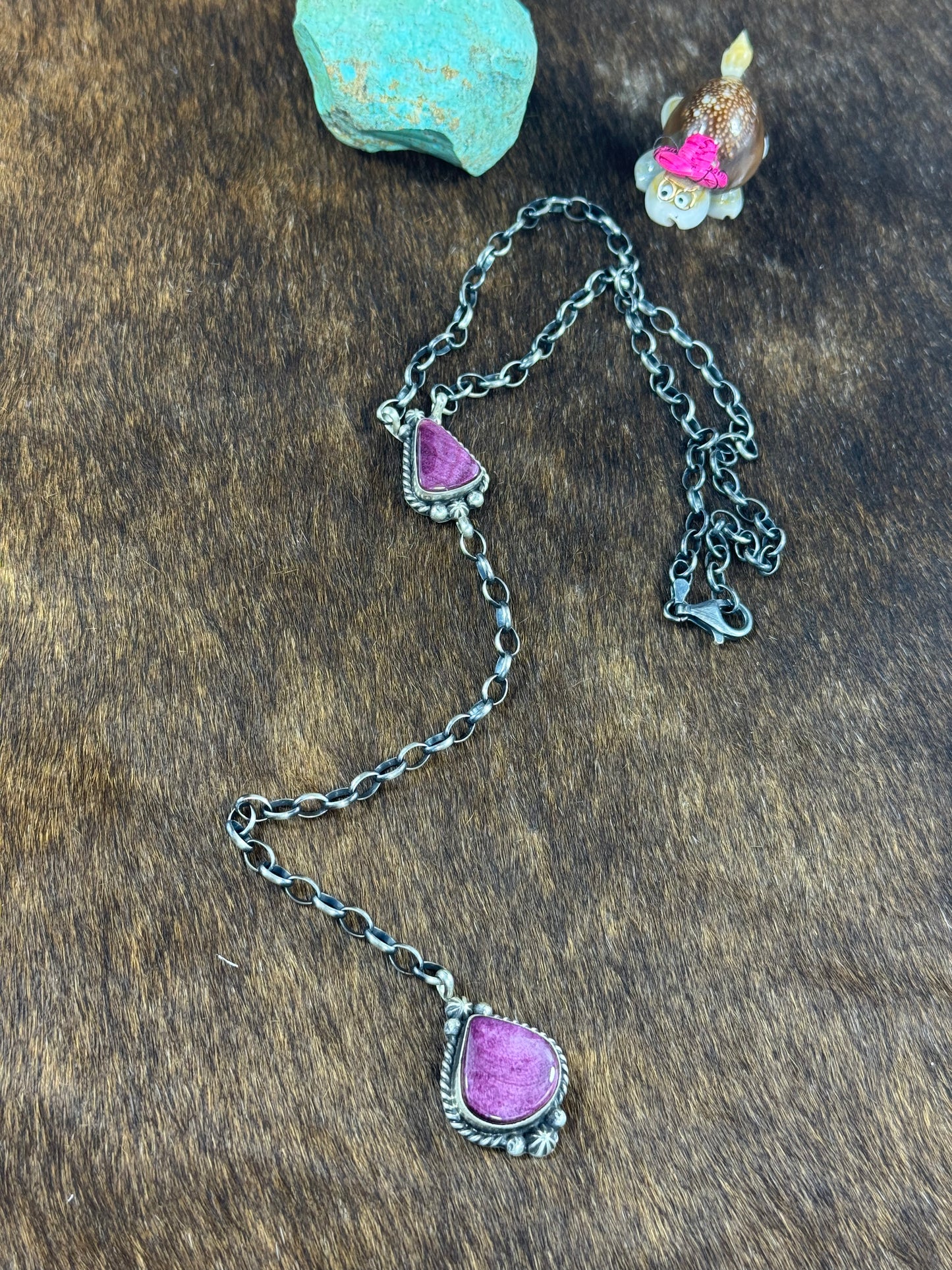 Purple Spiny Two Stone Lariat