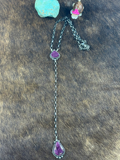 Purple Spiny Lariat Necklace