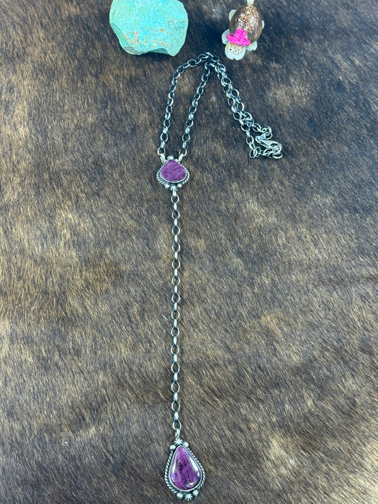 Purple Spiny Lariat Necklace
