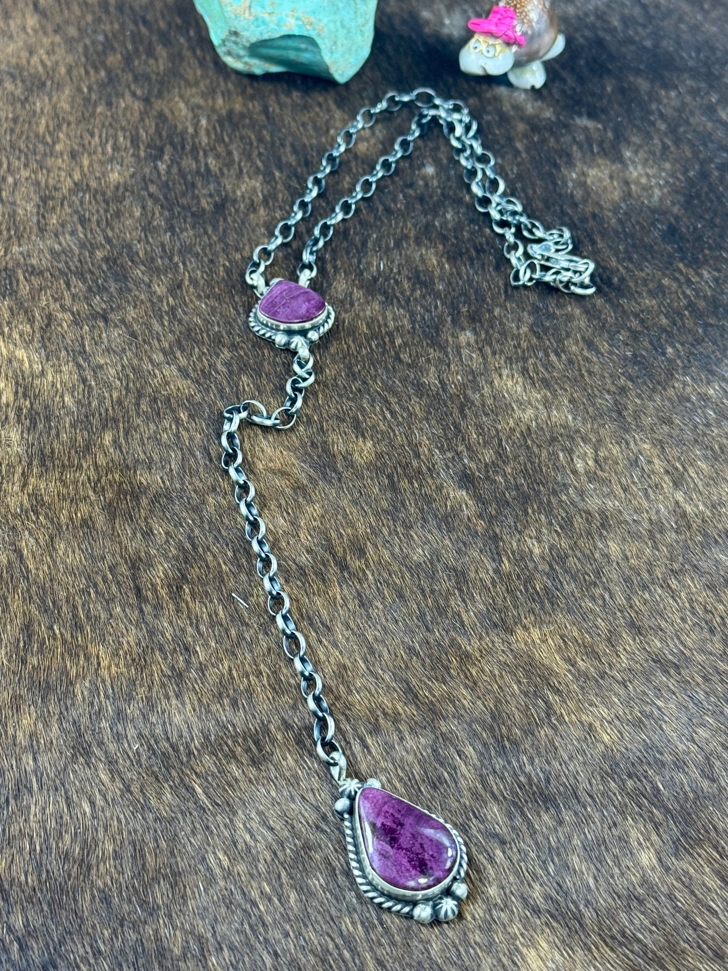 Purple Spiny Lariat Necklace