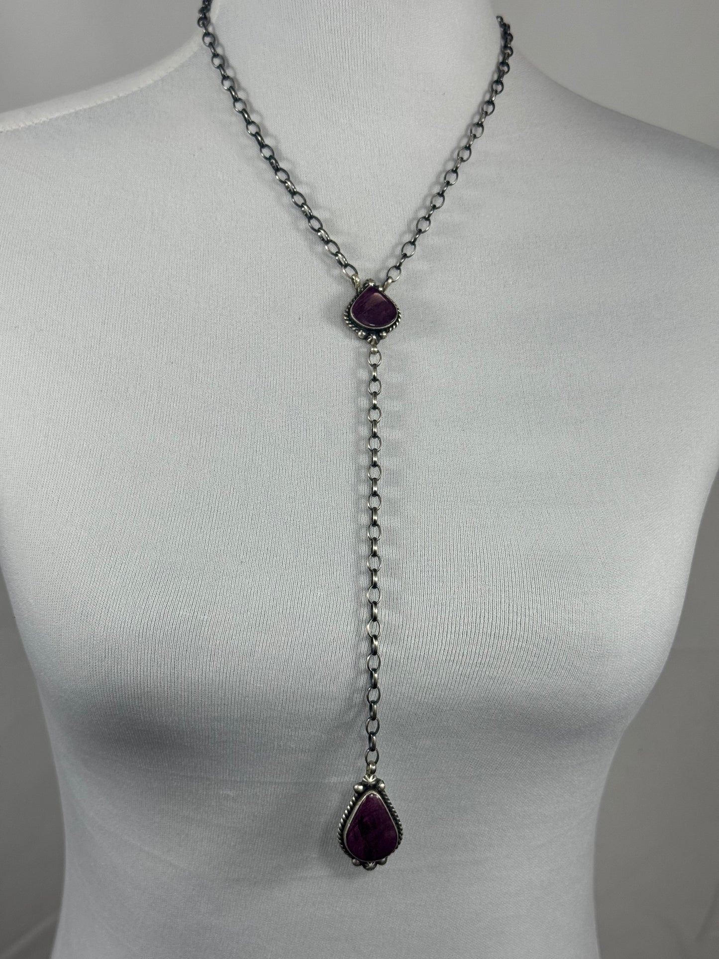 Purple Spiny Lariat Necklace