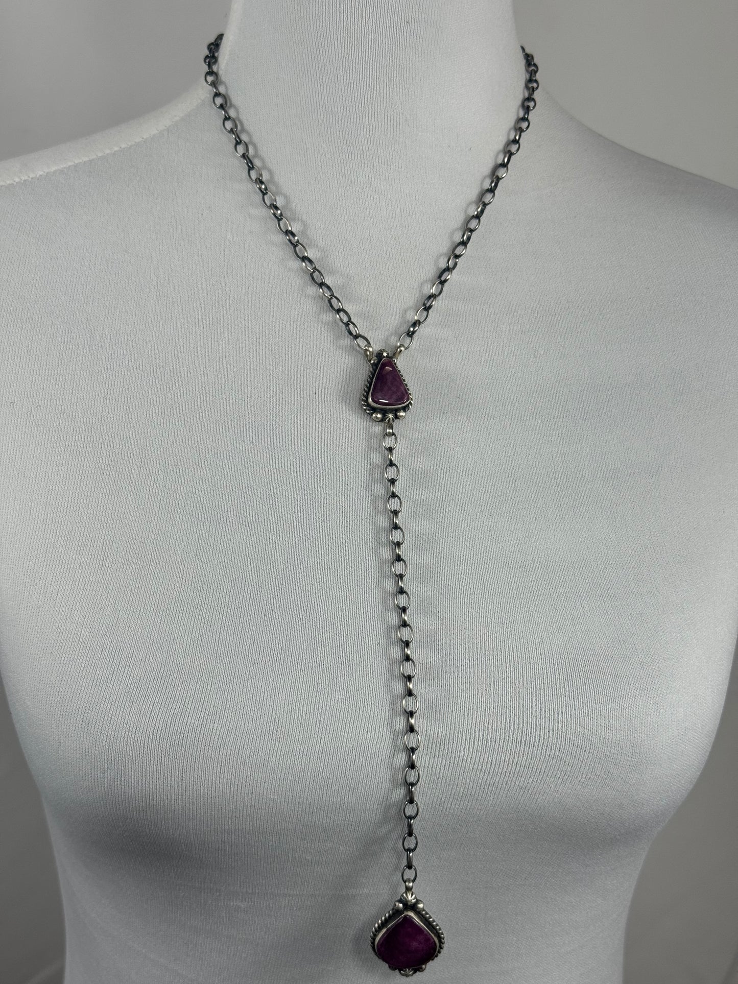 Purple Spiny Two Stone Lariat