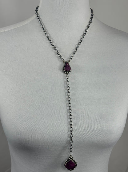 Purple Spiny Two Stone Lariat