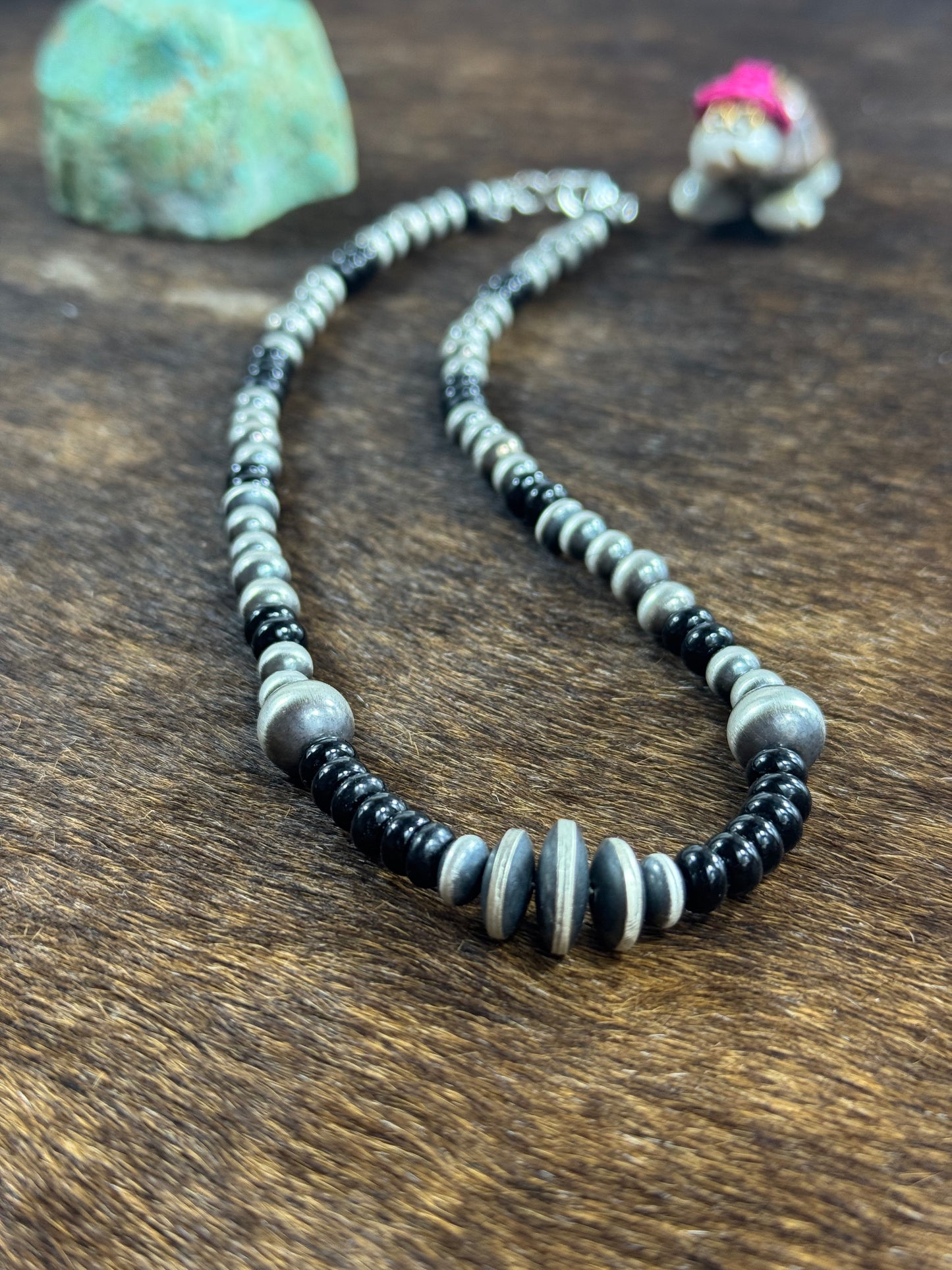 Black Onyx and Sterling Pearl Necklace