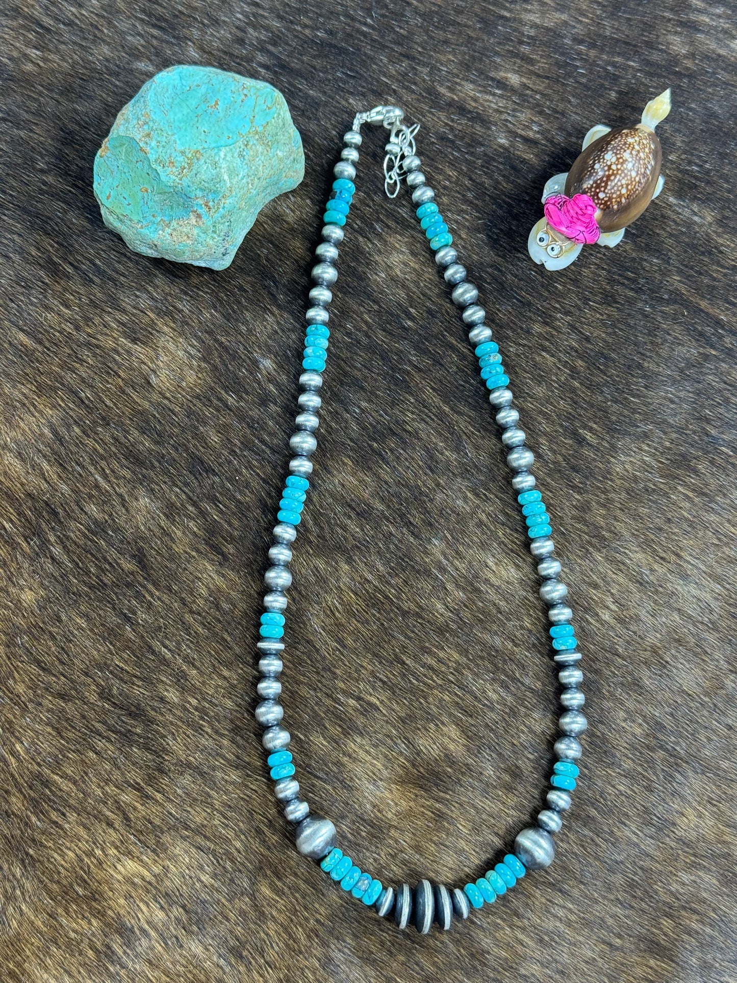 Kingman Turquoise Sterling Pearl Necklace