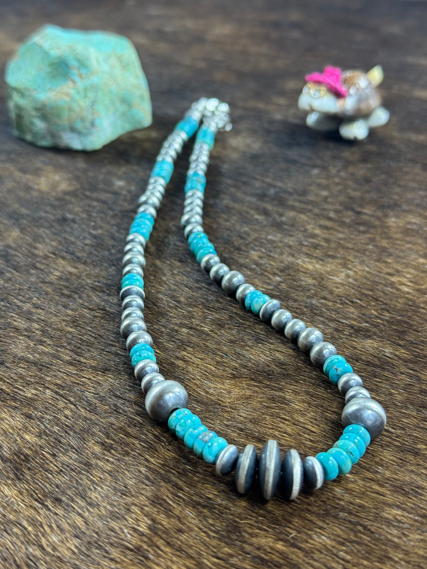 Kingman Turquoise Sterling Pearl Necklace