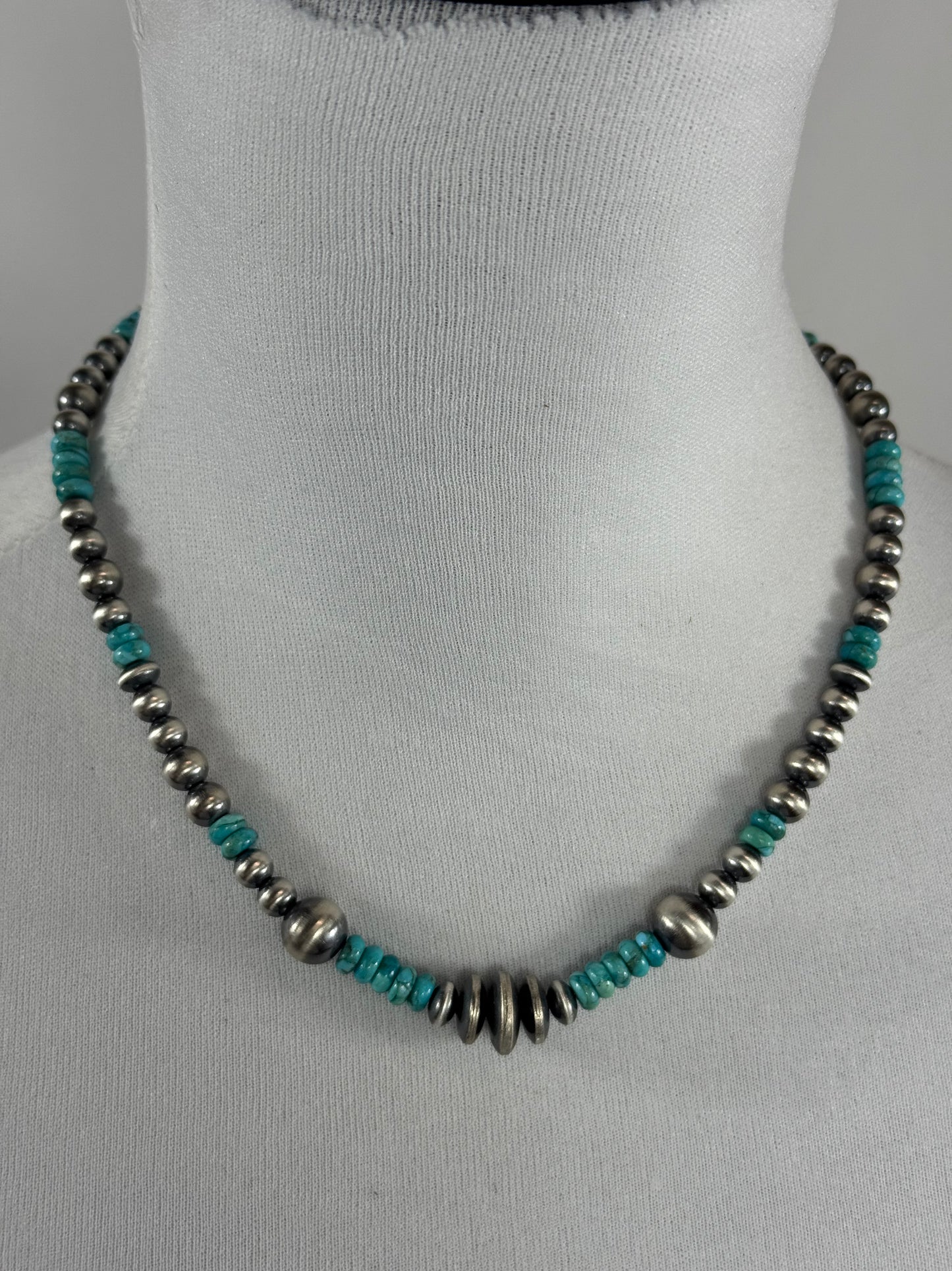 Kingman Turquoise Sterling Pearl Necklace