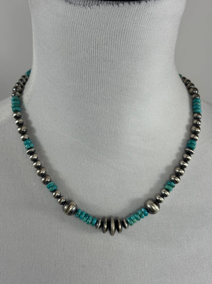 Kingman Turquoise Sterling Pearl Necklace