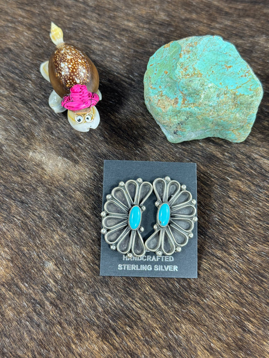 Kingman and Sterling Silver Half Cluster Earring