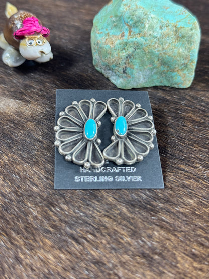 Kingman and Sterling Silver Half Cluster Earring