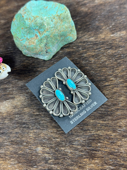 Kingman and Sterling Silver Half Cluster Earring