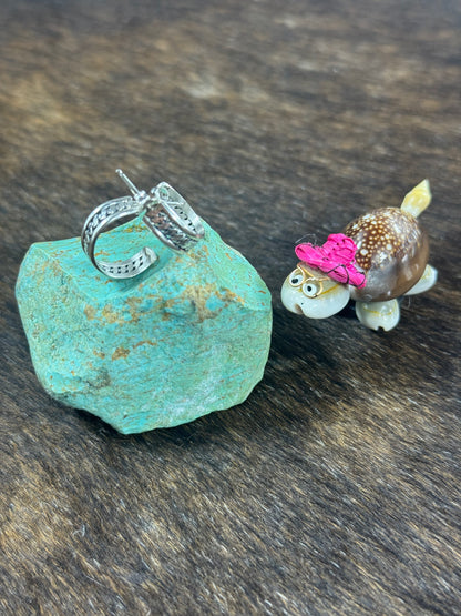 Sterling Hoop Earrings (Line stamp)