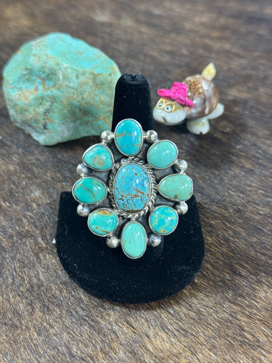 High Grade Kingman Cluster Ring
