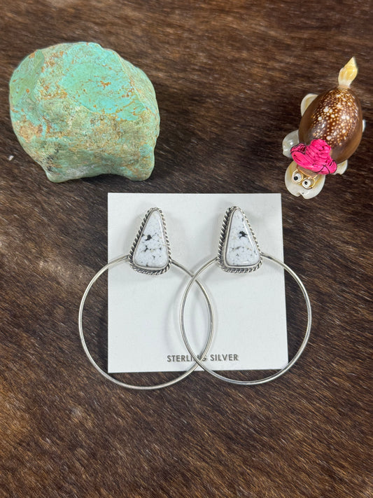 White Buffalo Hoop Earring