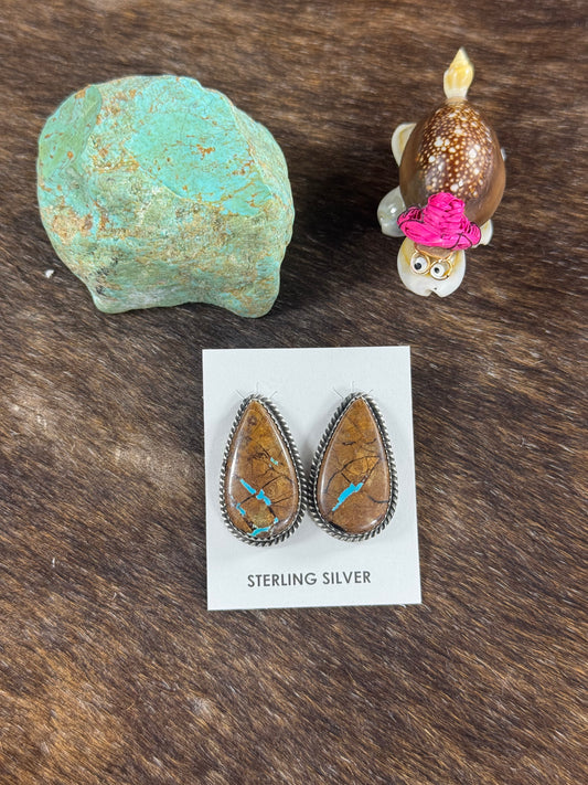 Boulder Turquoise Teardrop Earring