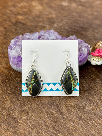 Black Jack Diamond Sterling Silver Dangle Earring
