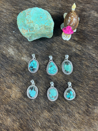 Tibetan Turquoise Twist Wire Pendant