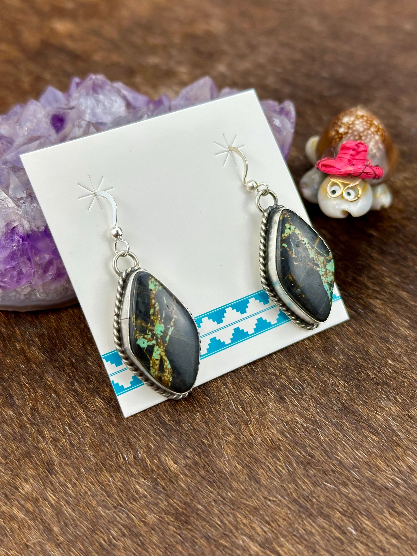 Black Jack Diamond Sterling Silver Dangle Earring