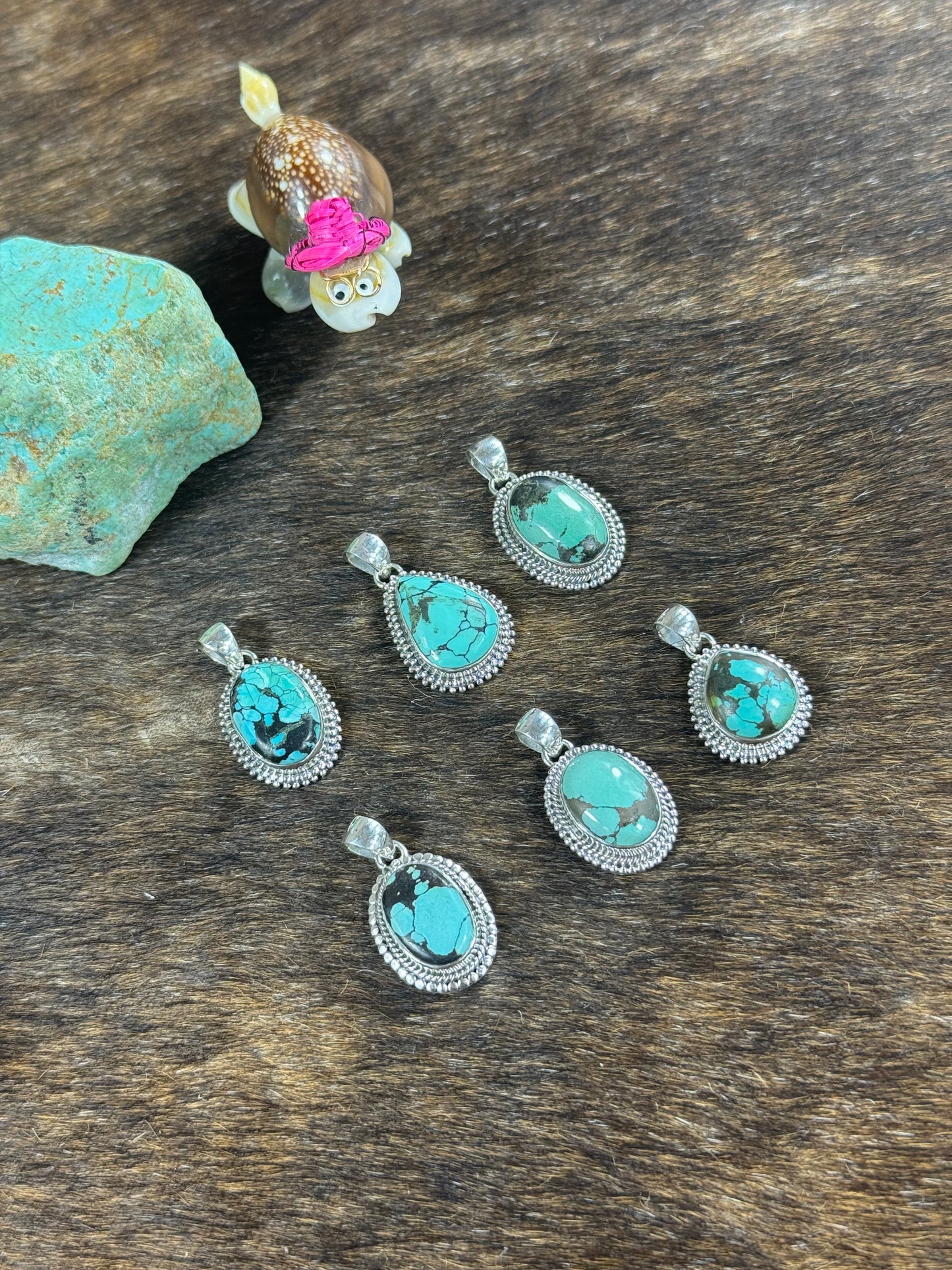 Tibetan Turquoise Twist Wire Pendant