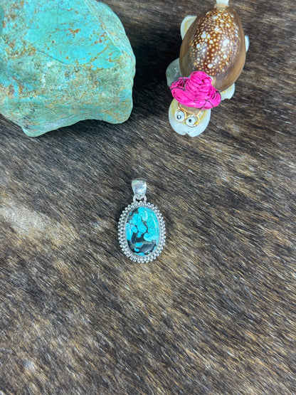 Tibetan Turquoise Twist Wire Pendant