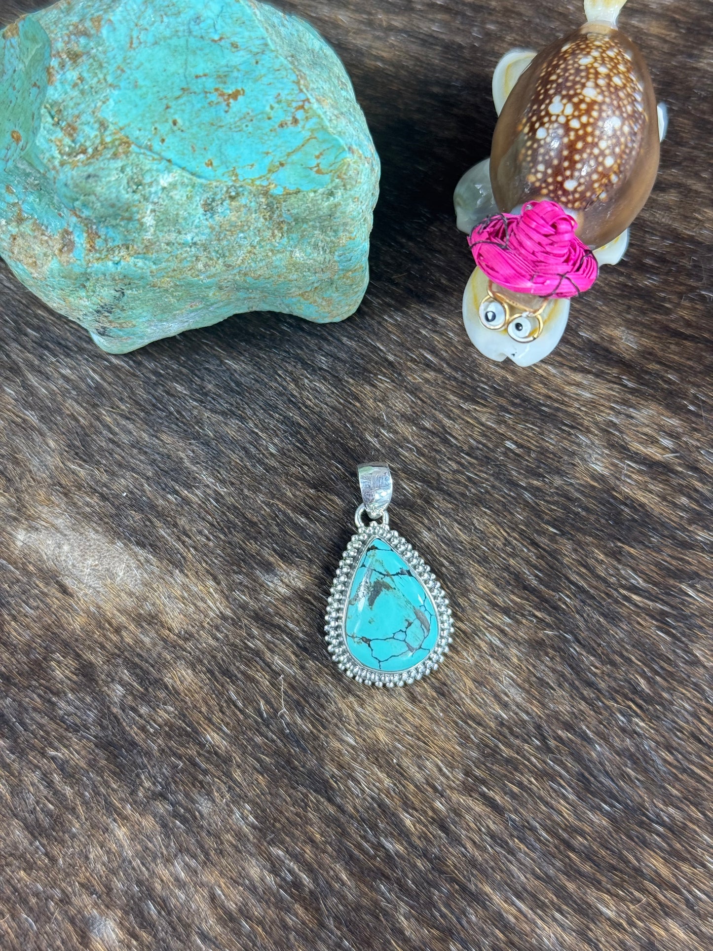 Tibetan Turquoise Twist Wire Pendant
