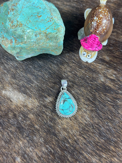 Tibetan Turquoise Twist Wire Pendant