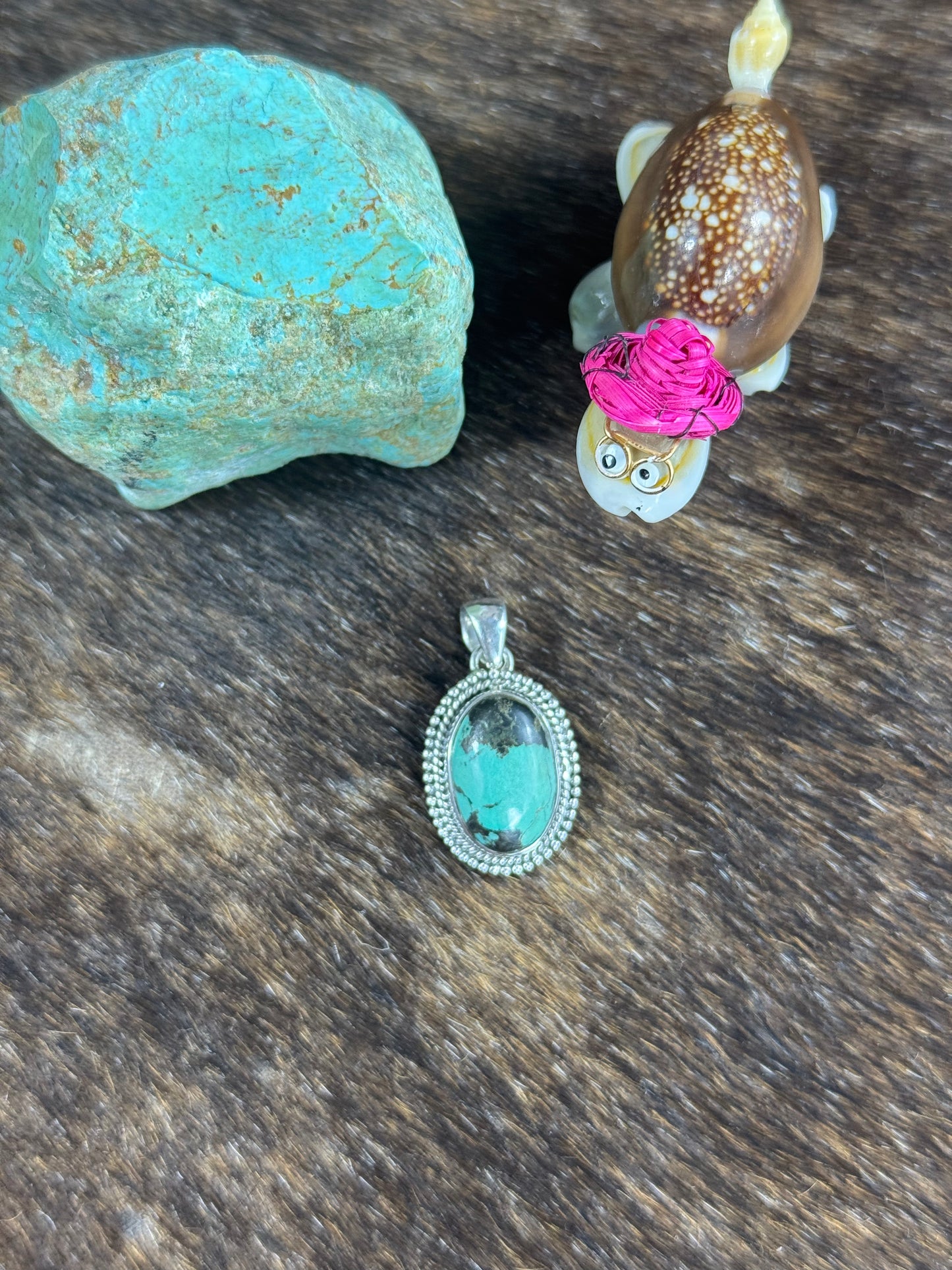 Tibetan Turquoise Twist Wire Pendant