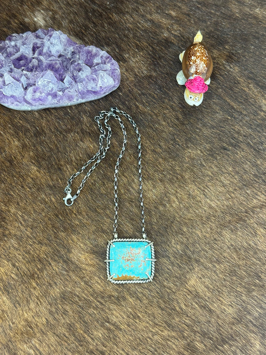 #8 Turquoise Square Fixed Pendant