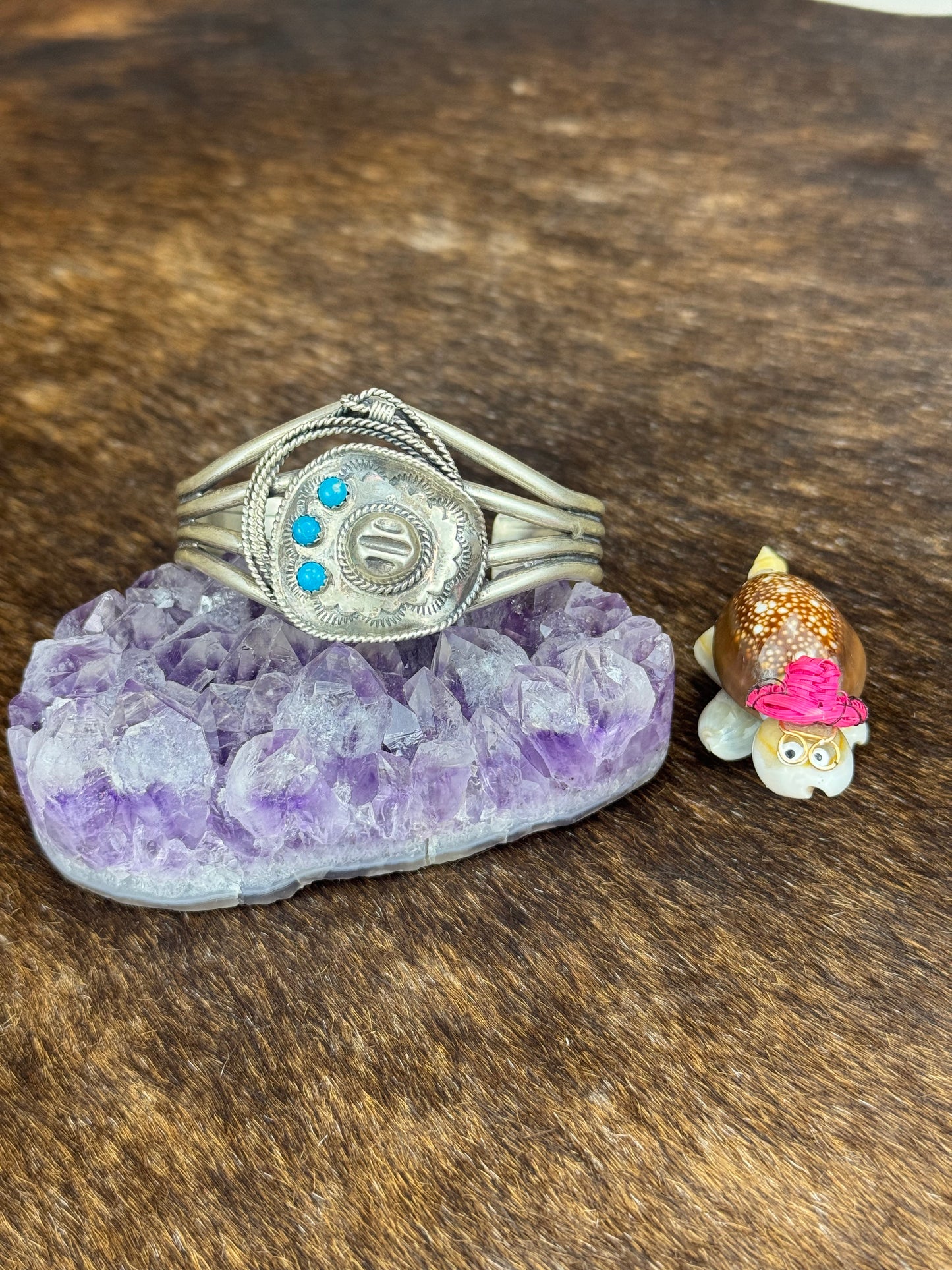 Kingman Turquoise Cowboy Hat Sterling Cuff